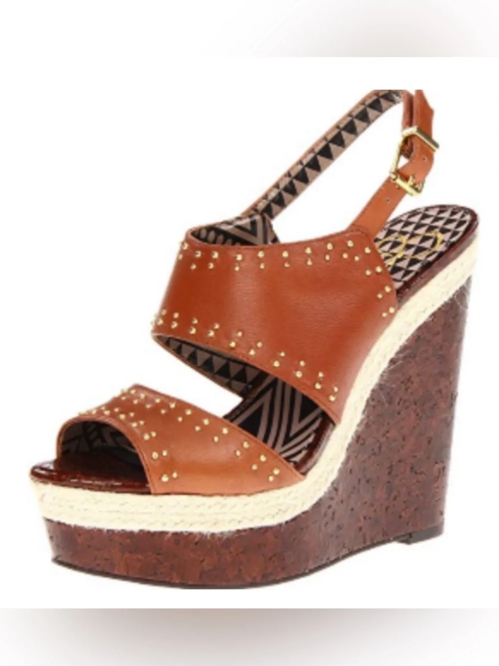 Jessica Simpson Brown Studded Espadrille Wedge Sandals